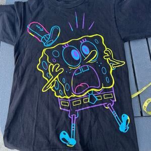 MF Sponge Bob Square Pants Neon Black T-shirt, Women's size S